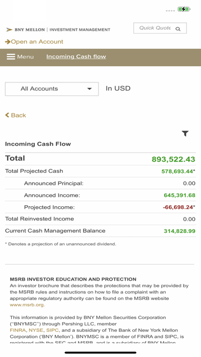 BNY Mellon Brokerage Account Screenshot