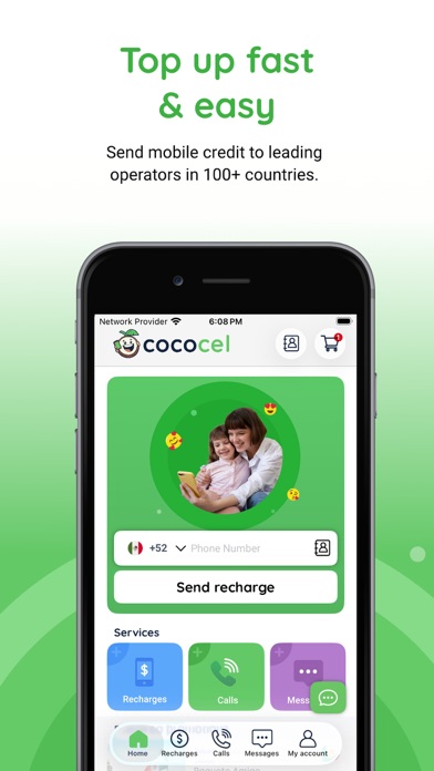 Screenshot 1 of Cococel: Top‑Ups, Calls & SMS App
