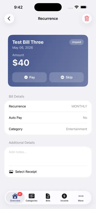 Kwilio Bills Pro screenshot 2