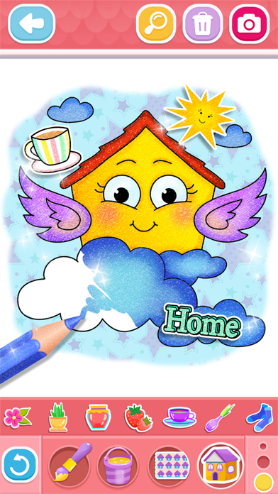 Glitter House coloring game Screenshot