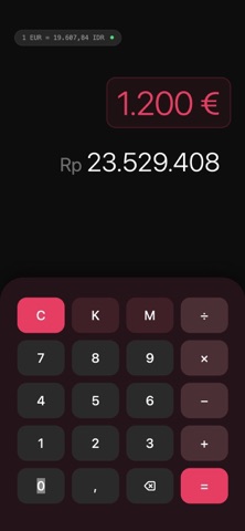Rupiah to Euro screenshot