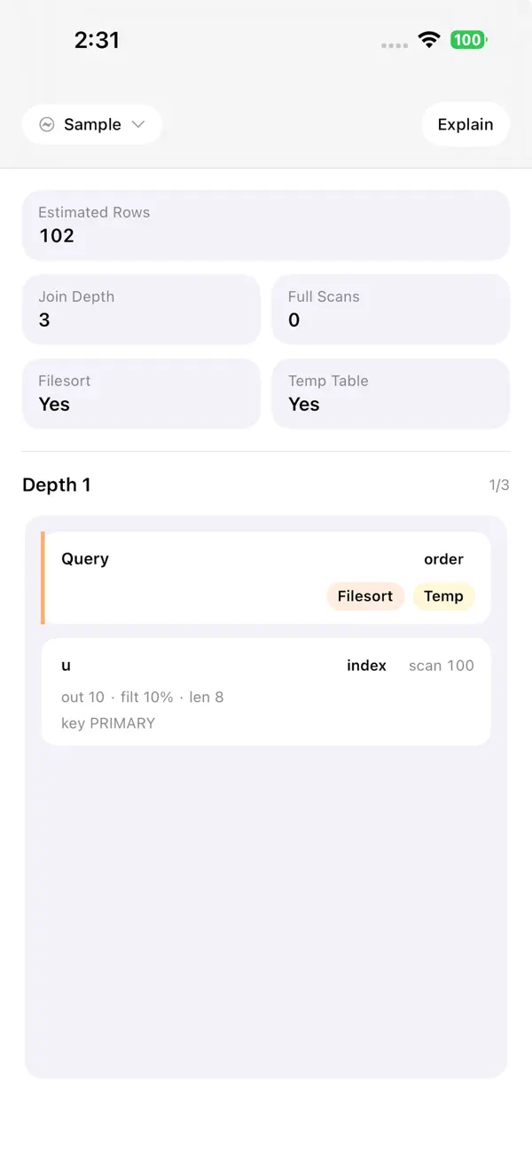#1. Hey Why: SQL Explain Viewer (iOS) Ved: JONGMIN CHOI