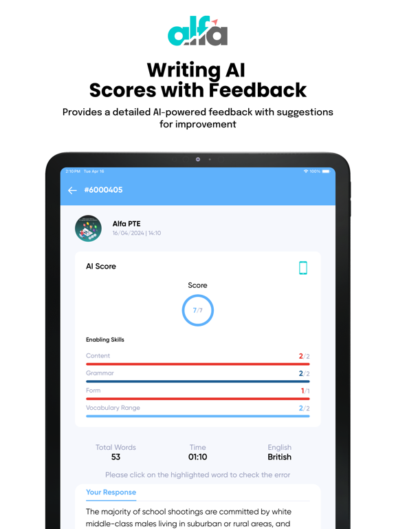 Screenshot #6 pour PTE Exam Practice - AlfaPTE