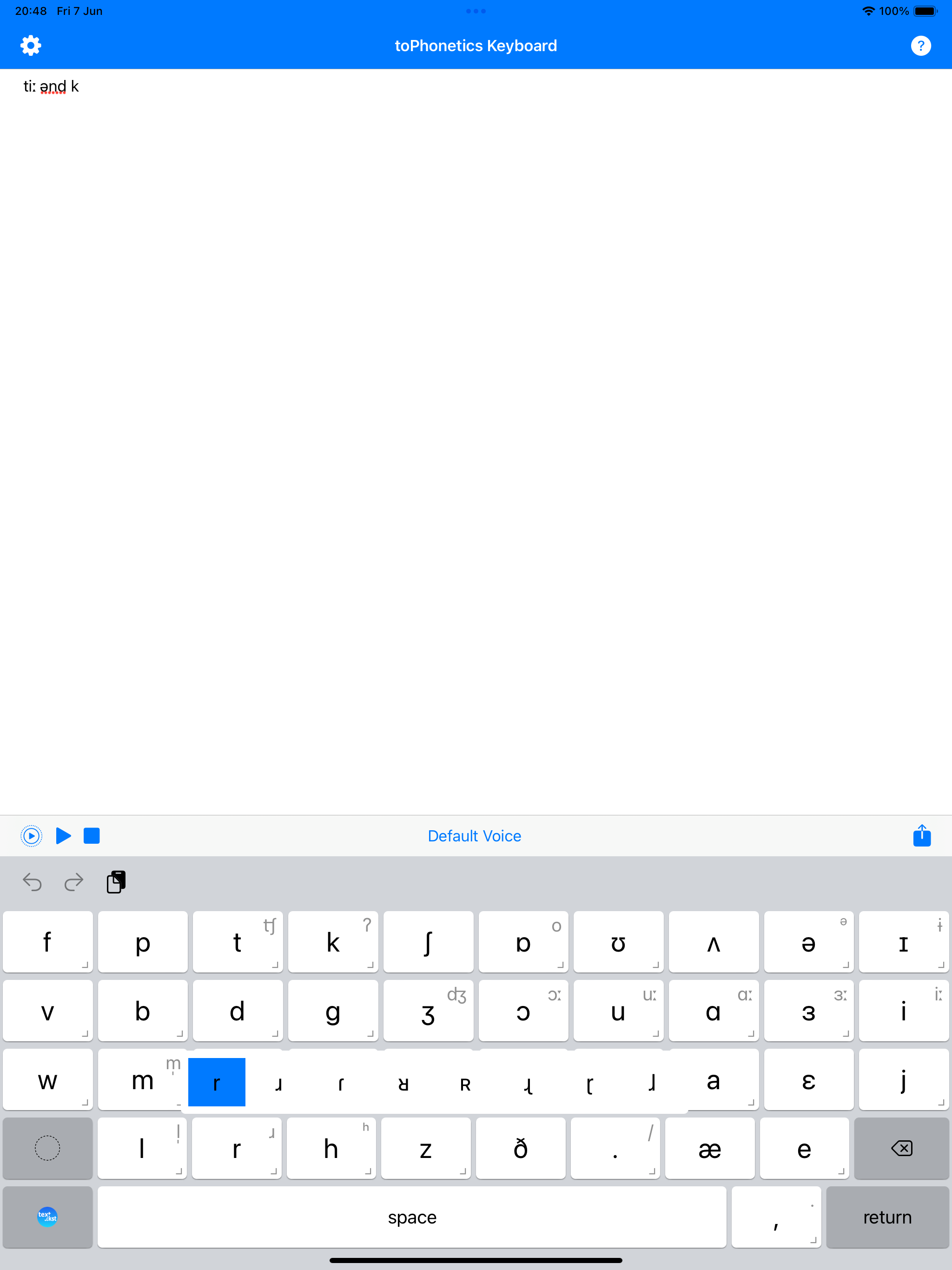 toPhonetics IPA Keyboard