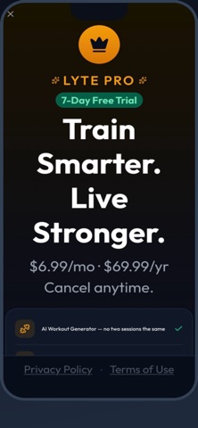 Lyte AI Workout Planner screenshot