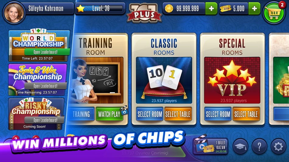 #5. 101 Okey Plus Rummy Board Game (iOS) Bởi: Zynga Inc.