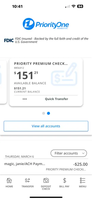 PriorityOne Banking screenshot 2