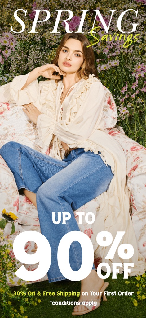 SHEIN - Shopping Online - See how the app highlights prominent discounts like 'Up To 90% OFF' and special offers such as '30% Off & Free Shipping on Your First Order'.