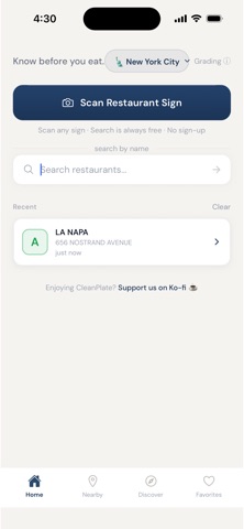 CleanPlate: Restaurant Grades Screenshot 1 of 5