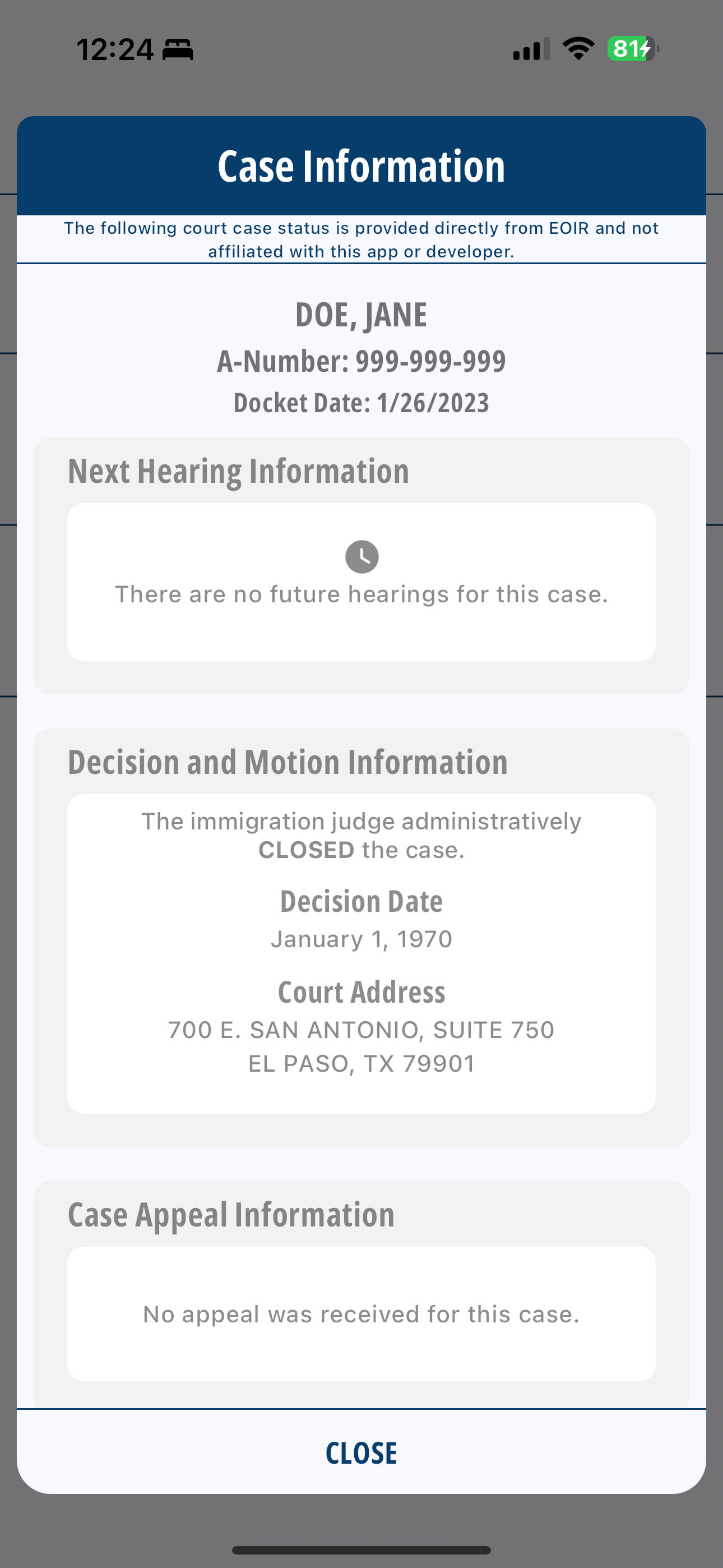 Immigratus EOIR Case Status