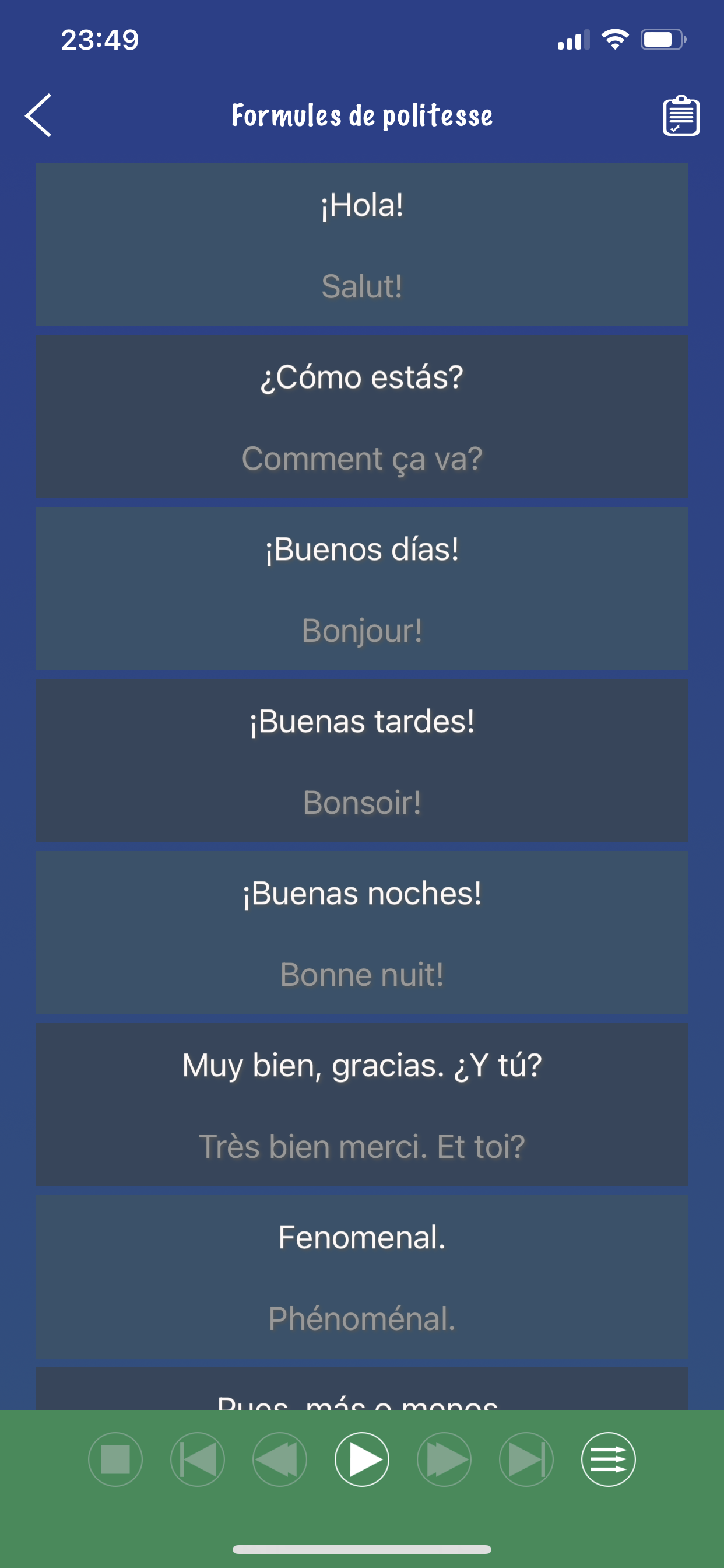 Phrase espagnole