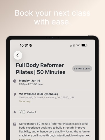 Vie Wellness Club LYH iPad screenshot