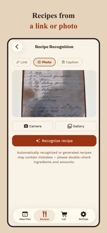 Tellerino: Meal Plan & List iPhone screenshot