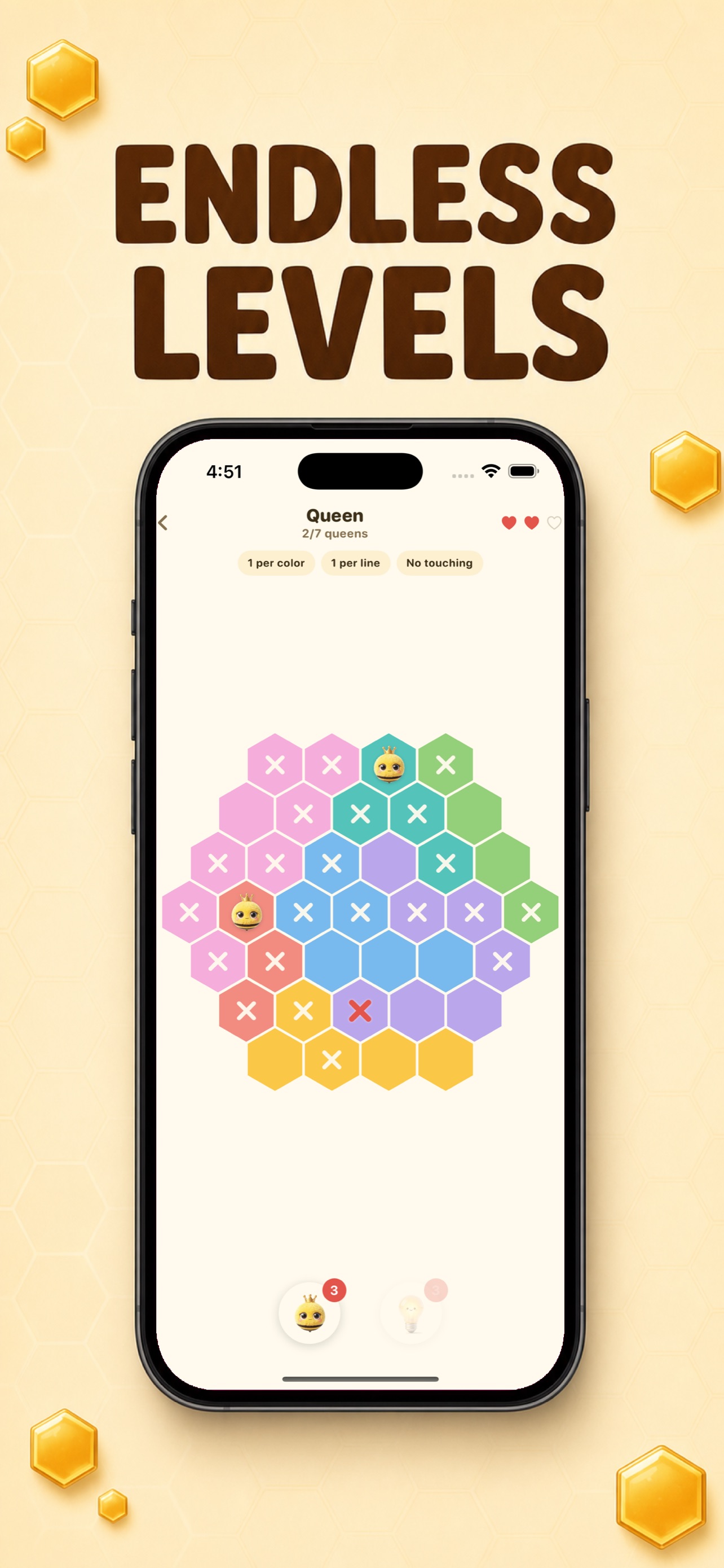 Screenshot 1 of Queen Bees: Hex Puzzle