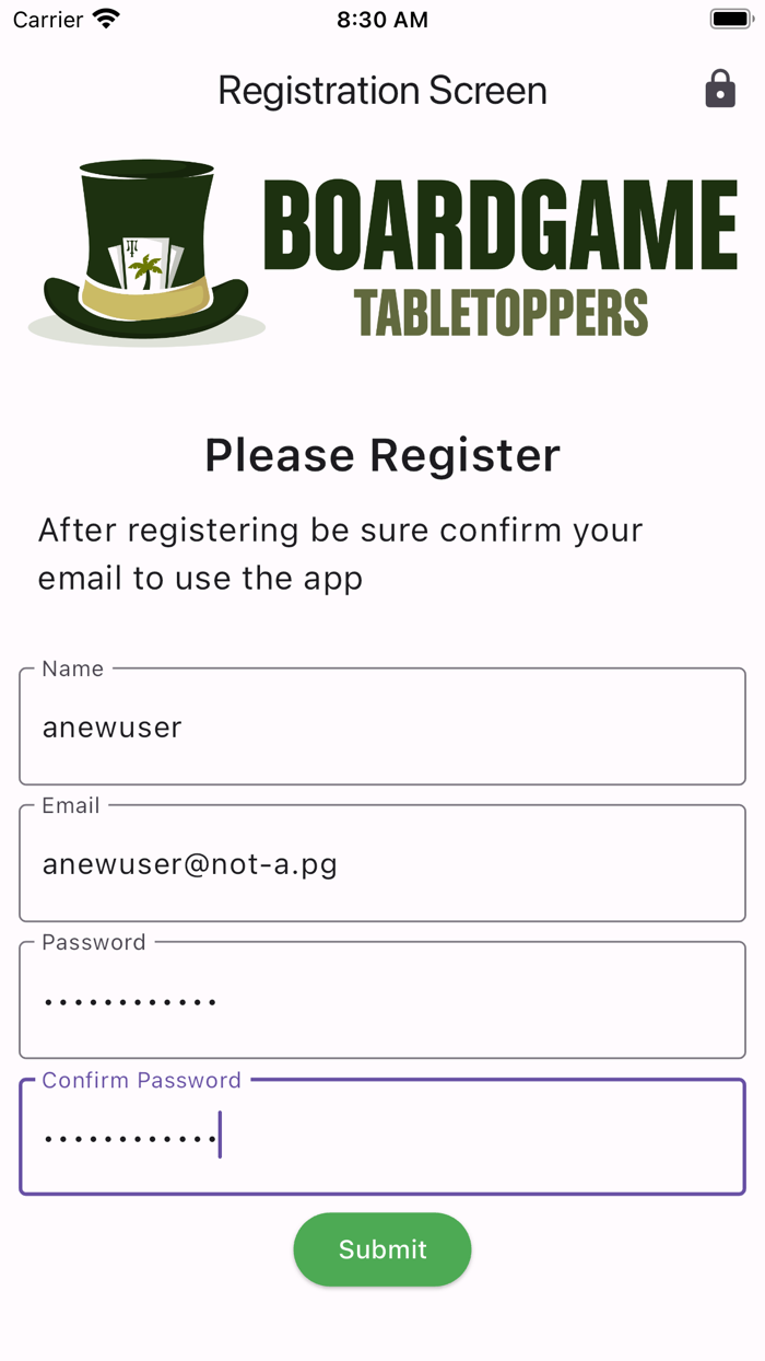 Tabletoppers Boardgame App