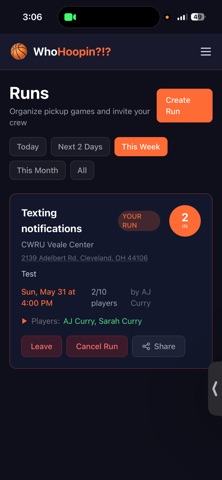 WhoHoopin?!? iPhone screenshot