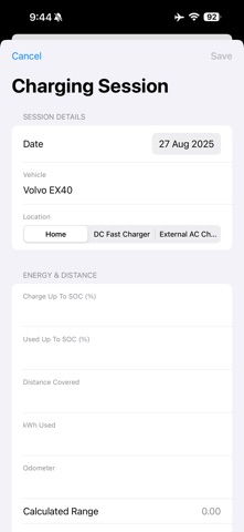 My EV Stats screenshot