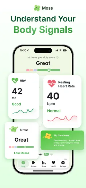 Moss: Stress & HRV Companion screenshot 2