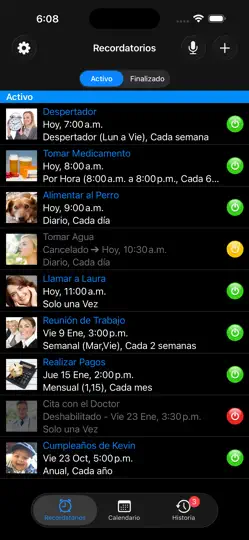 Captura de pantalla de Recordatorio Aida, Despertador en iPhone 6