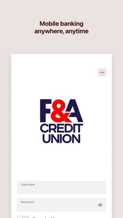 Screenshot 1 of F&A Mobile Banking App