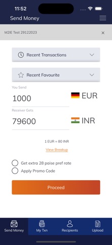 Money2India (Europe) iPhone screenshot