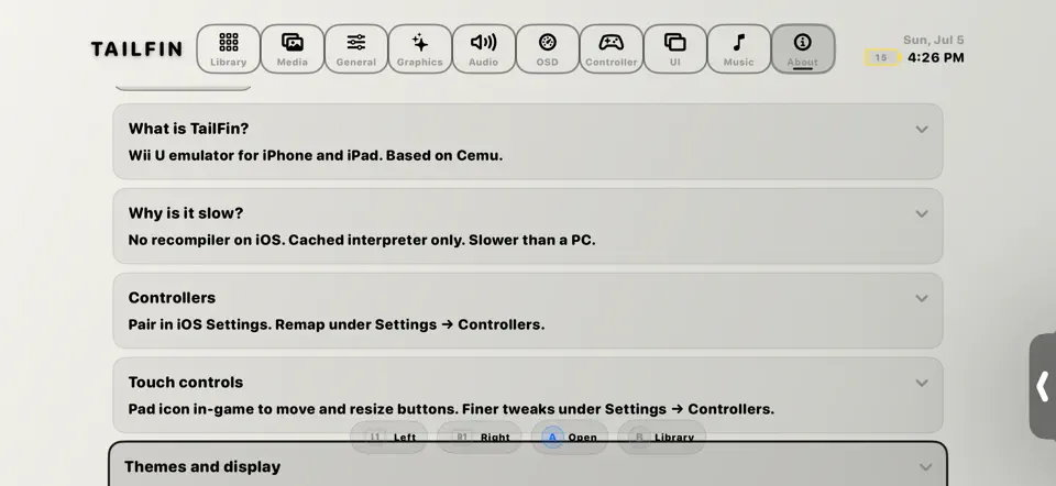 Captura de pantalla de TailFin en iPhone 1