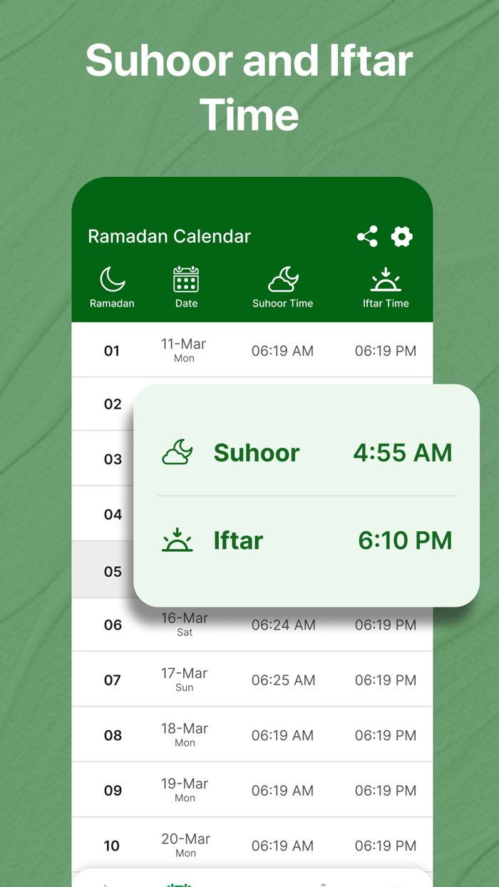 Ramadan Calendar 2026  Qibla