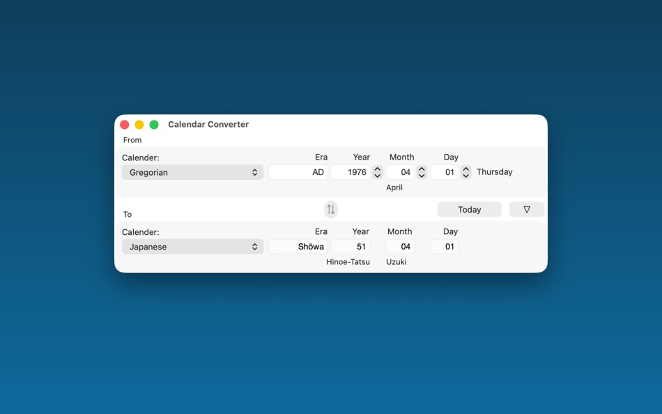 #1. Calendar Converter (macOS) Podle: Tranquillity Base