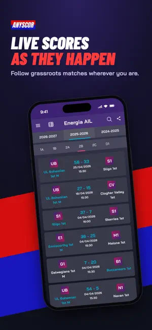 Anyscor: Live Sports Scores screenshot 1
