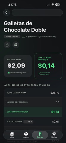 Recetas&CostosPlus iPhone screenshot