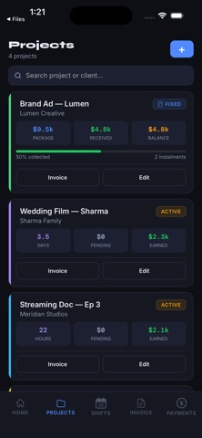 Perday: Log Shift, Invoices iPhone screenshot