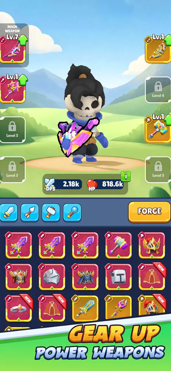 Skull Hero : XP Farm RPG iOS Mod IPA screenshot 3 - iOS game interface