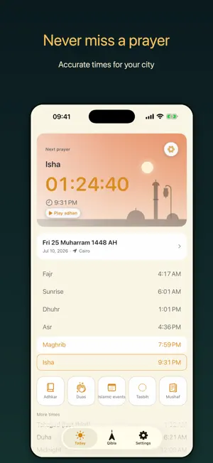Fanus: Prayer Times & Qibla screenshot 1