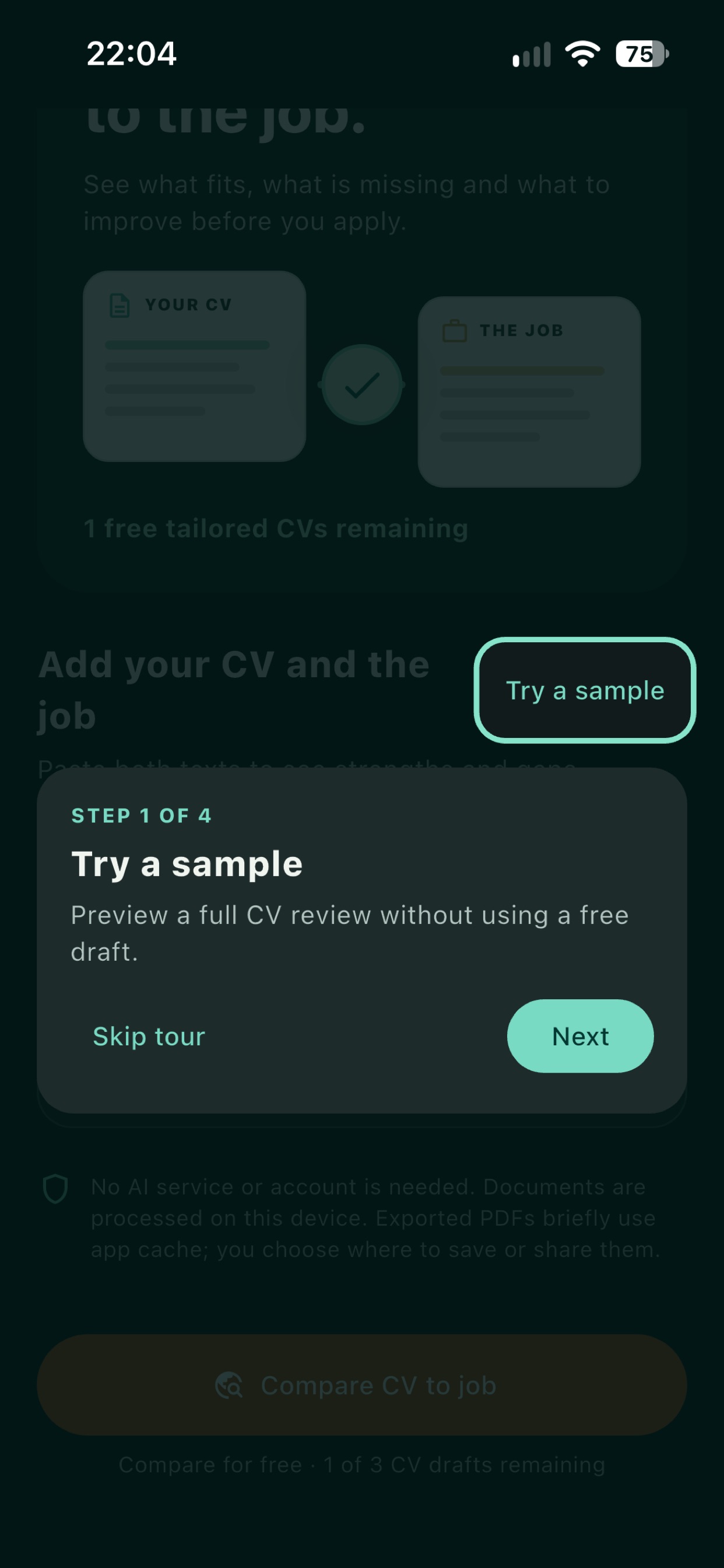 Screenshot 3 of optinCV: CV-to-Job Match