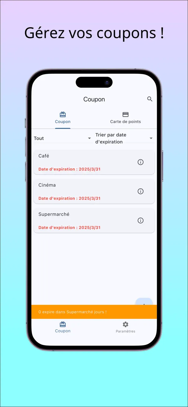 Screenshot #1 pour Coupon - Gestionnaire de Co...