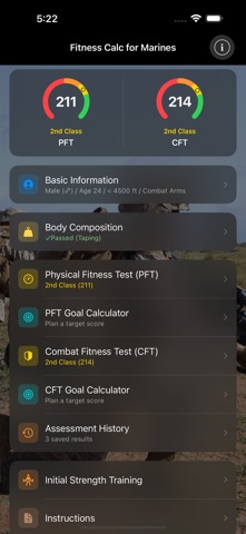 Fitness Calc for Marines screenshot