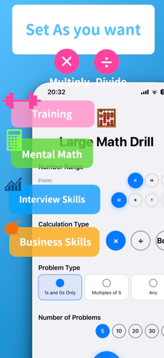 Large Math Drill - Mental Math Screenshot 2 of 3