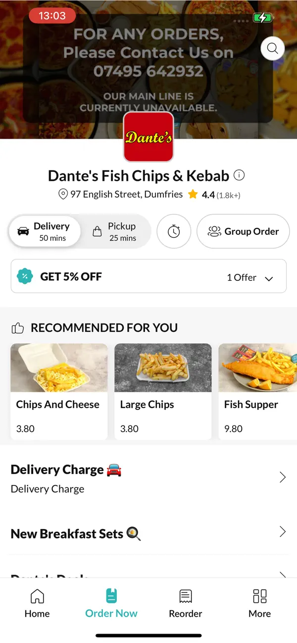 Screenshot #2 pour Dante's Fish Chips & Kebab