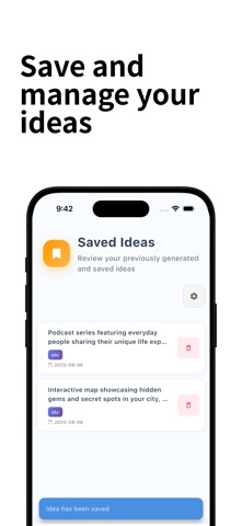 Ideabot – Easy planning AI iPhone screenshot