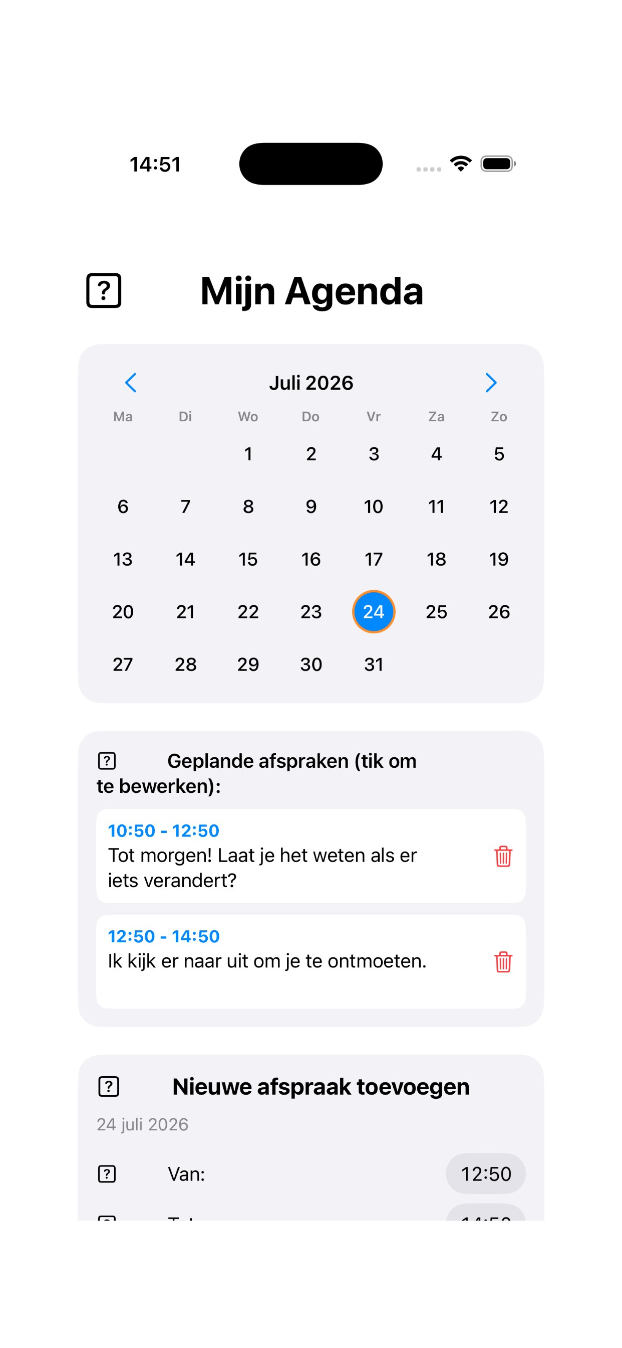 My Agenda screenshot 2
