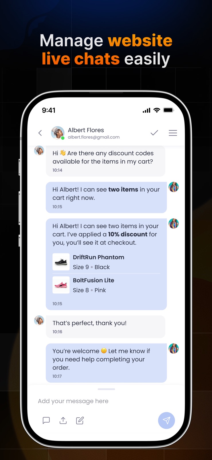 Chatway Website Live Chat iphone screenshot 1