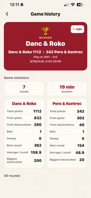 Bela Blok – Belot Scorekeeper screenshot 4