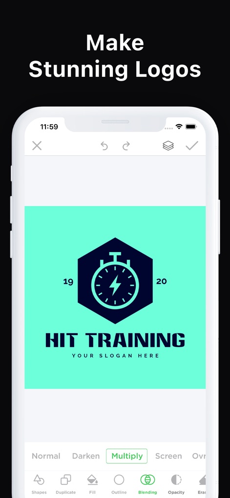 Poster Maker + Flyer Creator - Créez une identité de marque forte en exploitant les outils de l'application pour concevoir des logos uniques, en utilisant des formes personnalisées et des modes de fusion innovants pour un rendu professionnel.