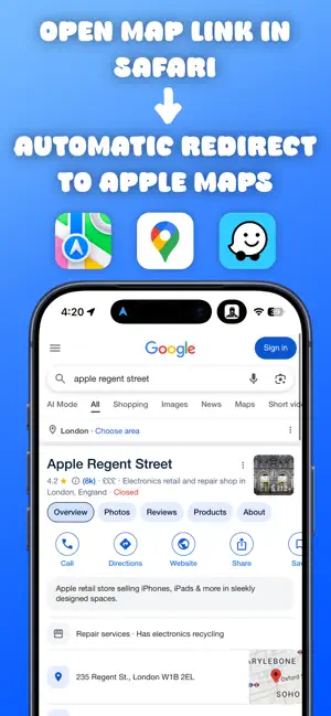 Map Link Redirector for Safari screenshot 1