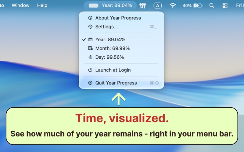 Year Progress Menu Bar app screenshot