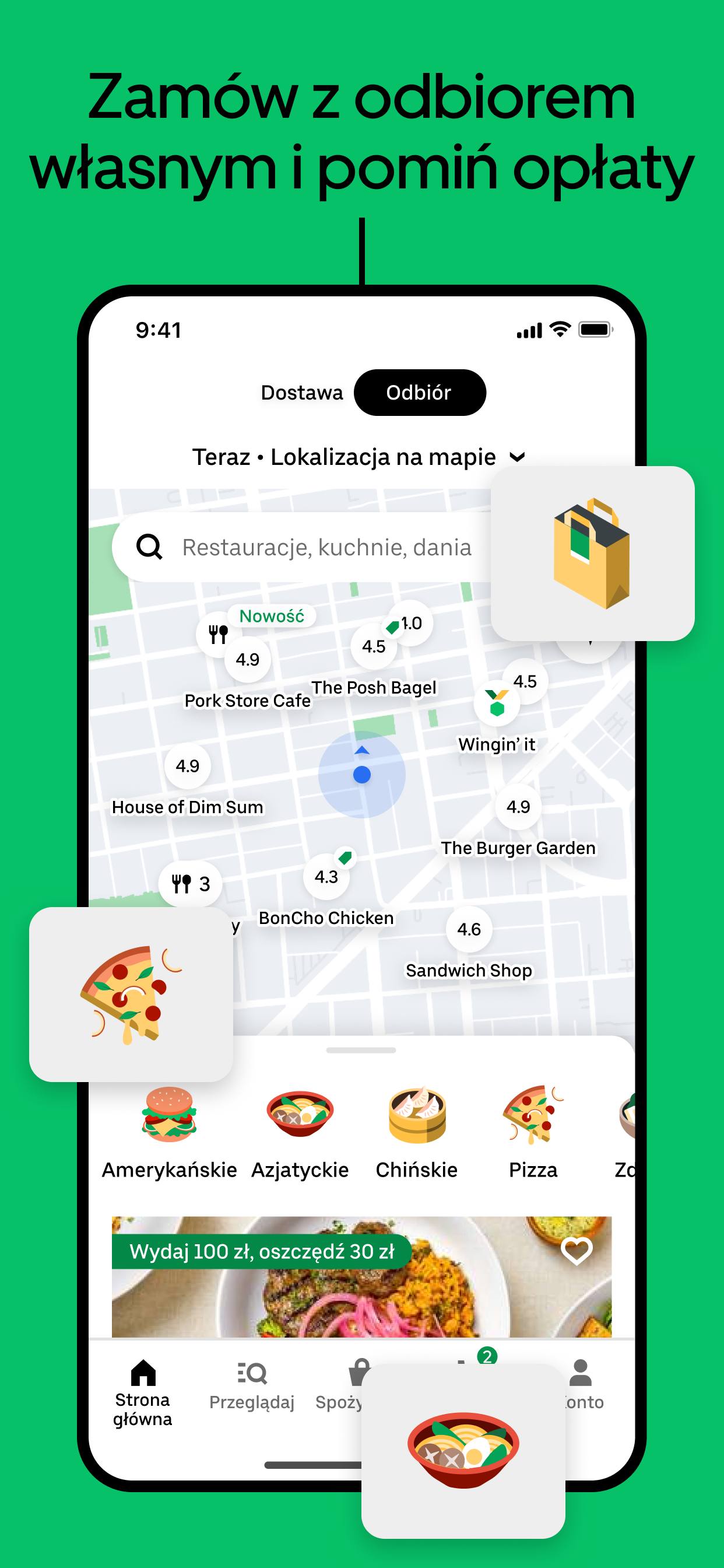 Uber Eats: dostawa jedzenia