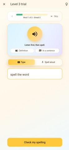 SpellBee: Spelling Bee Tutor Screenshot 2 of 4