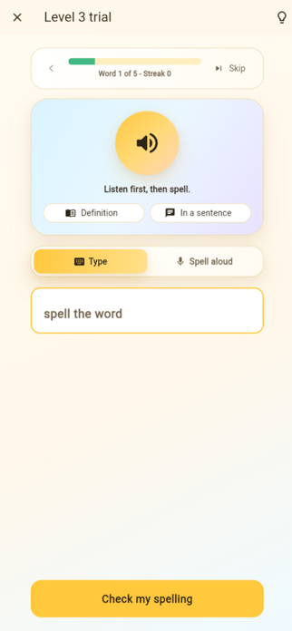 SpellBee: Spelling Bee Tutor Screenshot 2 of 4