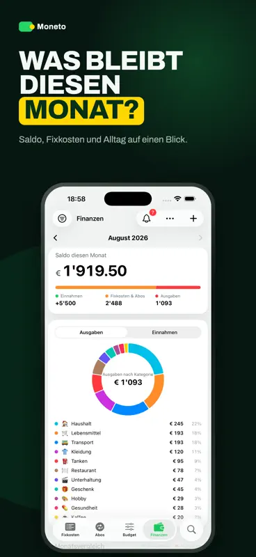 Moneto: Haushaltsbuch & Abos screenshot 1 of 8