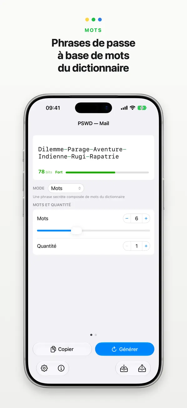 Screenshot #2 pour PSWD: Créateur de mot de passe